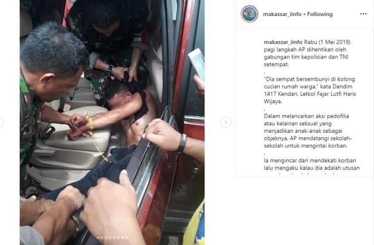 Pelaku pedofilia di Kendari berhasil ditangkap TNI dan Polisi (Instagram/@makassar_iinfo)