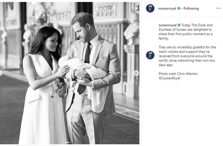 Bahasa tubuh Meghan Markle dan Pangeran Harry saat memperkenalkan anaknya (Instagram/@sussexroyal)